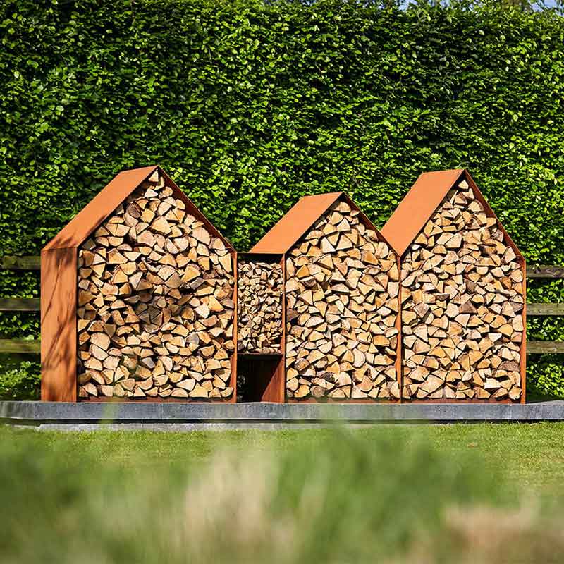 RB73 Holzlager Bruges aus Cortenstahl
